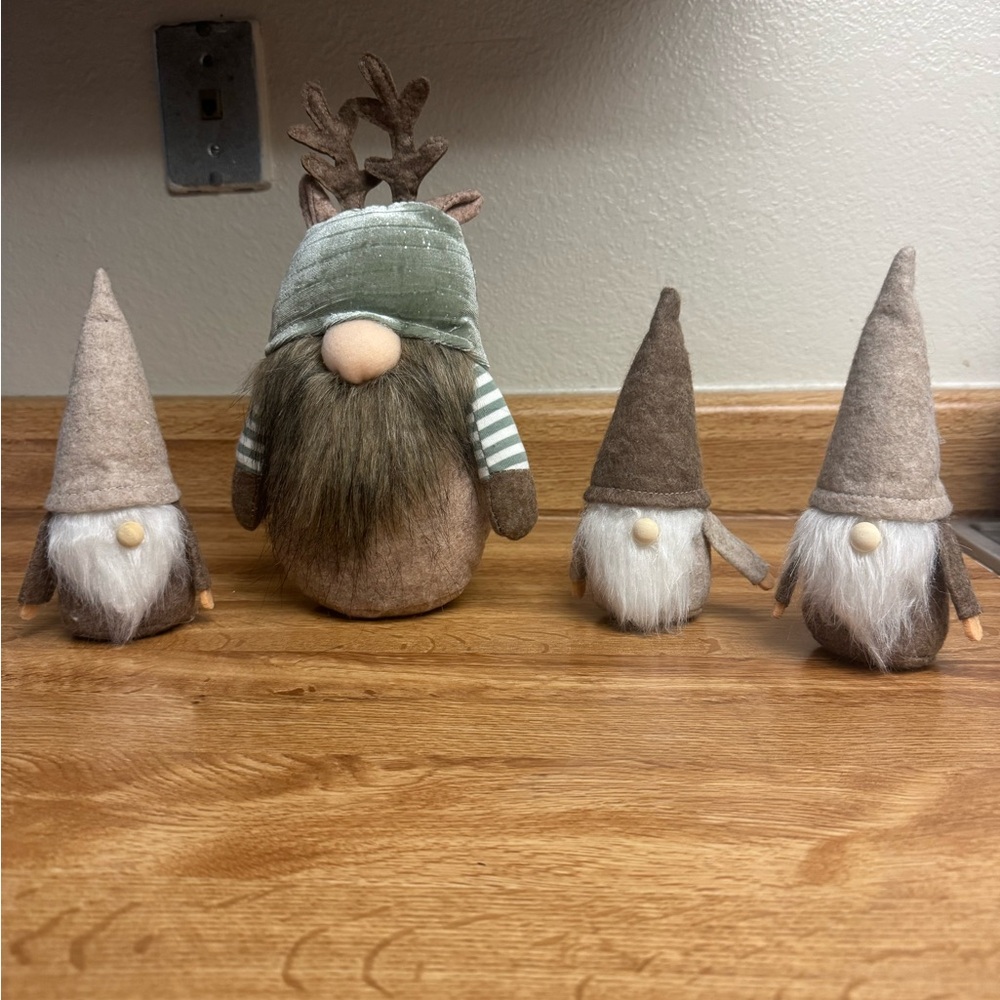 Handmade Gnome Decor Set - Brown and Green